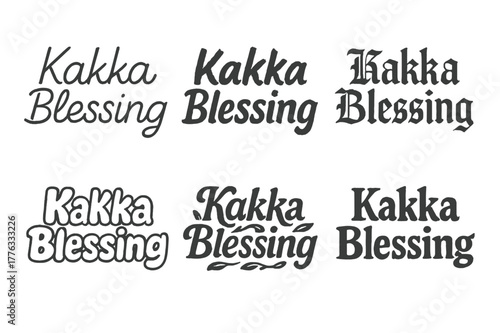 Lettering Harmonies Grid. Kakka Blessing. Set lettering. harmonious lettering variations of the same emblematic concept, each with different artistic