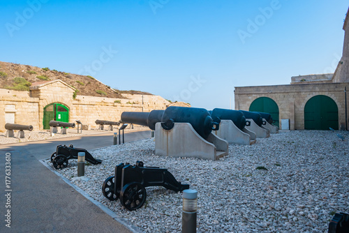 Outdoor display of cannons from various eras at Fort St. Elmo, Valletta MALTA
