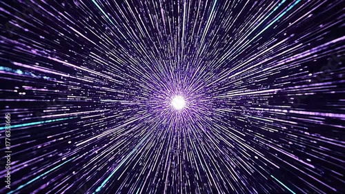 Abstract space tunnel background with light speed travel animation loop