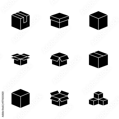 Box icon vector isolated on white background. Cardboard box, packaging open. Box vector icon