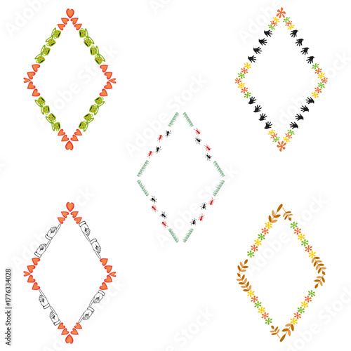 Diamond frame icon. Pastel border symbol. Light gradient detail. Vector frame emblem