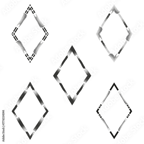 Diamond frame icon. Gray shade symbol. Minimal outline detail. Vector frame emblem