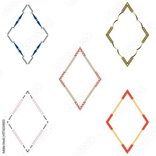 Diamond frame icon. Colorful border symbol. Simple outline detail. Vector frame emblem