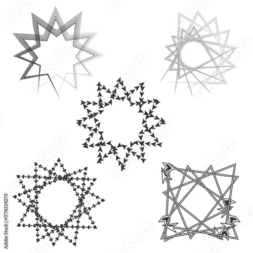 Abstract star icon. Line vector design. Gray burst shape. White background layout