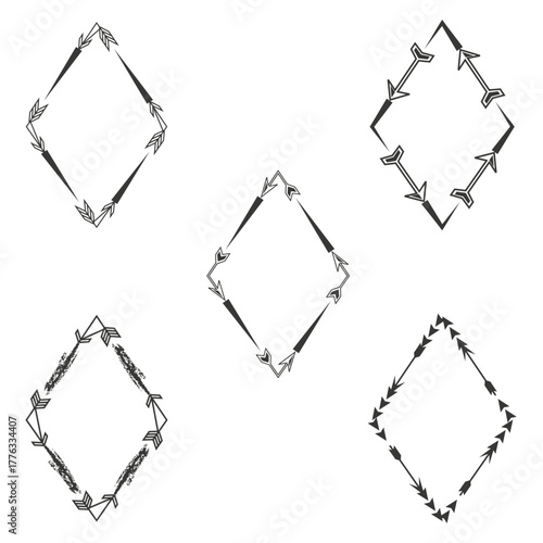 Diamond group icon. Gray vector pattern. Outline shape set. White background layout