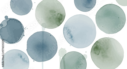 Elegant watercolor circles in shades of blue and green creating a serene aesthetic