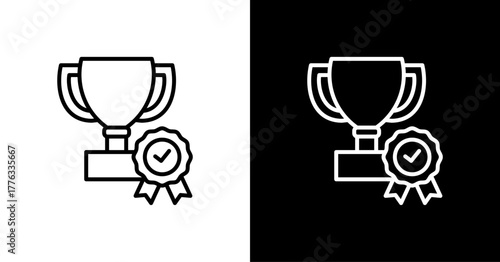 Trophy Award  White Icon Set Design
