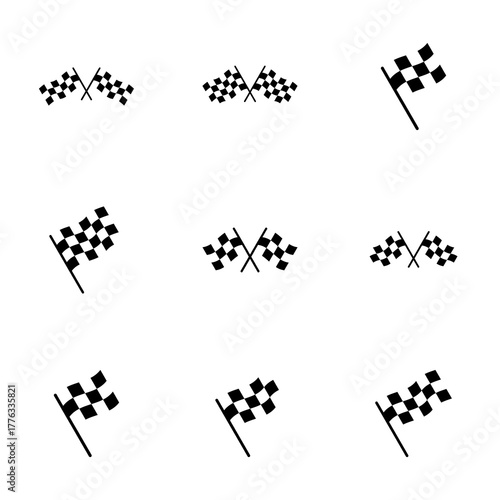 Race flag icon vector isolated on white background. Competition sport flag line vector icon. Racing flag. Start finish flag. Checkered. Start