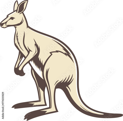 Stylized illustration of a standing kangaroo, an australian icon