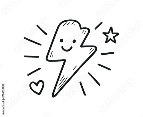 handdrawn cute doodle style power vector line illustration