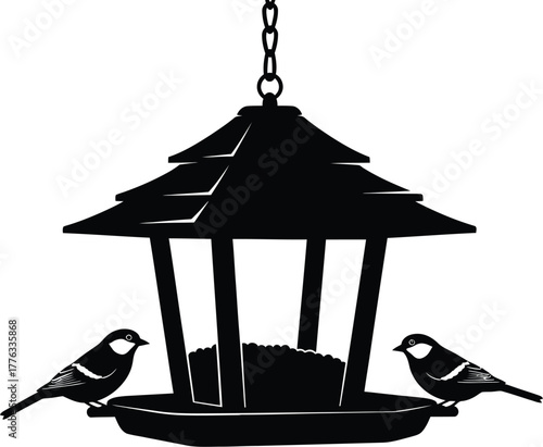 Bird feeder silhouette vector graphic illustration design