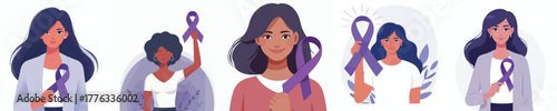 vector of a woman holding a purple ribbon
