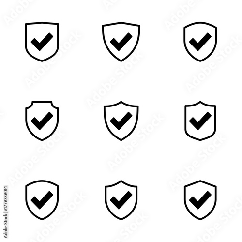 Shield check mark icon vector isolated on white background. Protection approve sign. Safe icon vector