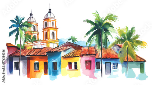 Cali Salsa capital. Cali Salsa capital hand drawn watercolor illustration