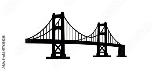bridge flat black solid vector illustration isolated on white background