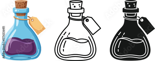 Potion bottle illustration set magic elixir vector design