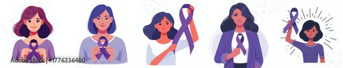 vector of a woman holding a purple ribbon