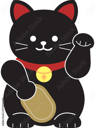 シンプルでかわいい黒い招き猫