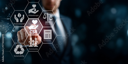 Corporate Social Responsibility (CSR) and Ethics Concept,Copy Space