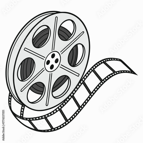 Classic movie film reel vector illustration on transparent background