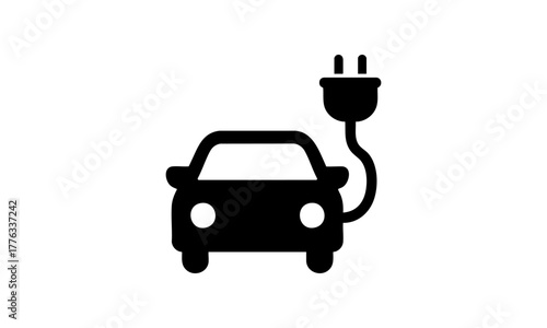 Minimalistisches Elektroauto-Symbol – Auto mit Ladestecker