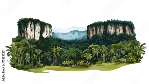 Guiana Shield. Guiana Shield hand drawn watercolor illustration