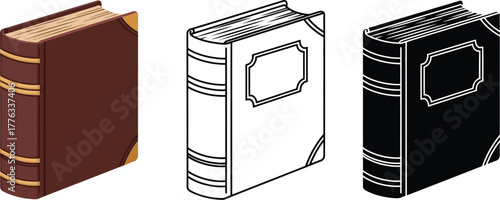 Old book illustration set vintage book vector art design