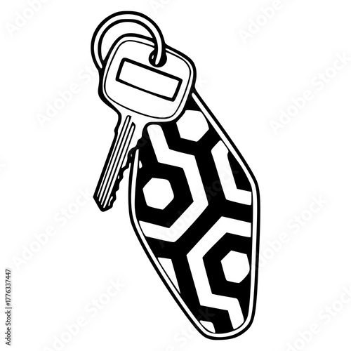vintage motel keychain with geometric pattern vector