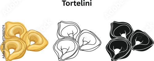 Tortellini pasta italian food drawing vector illustration art