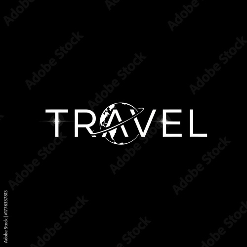 The word TRAVEL is displayed in white capital letters with a globe in the center.
