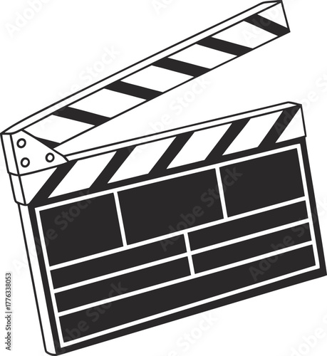 Film production symbol clapboard vector line art design concept