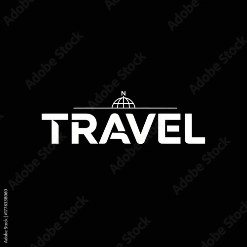 The word TRAVEL is displayed in bold white capital letters with a compass graphic above the letter 'A'.