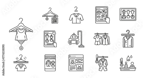 virtual fitting room online clothing selection on devices showcasing garment matching and smart retail perfect for e-commerce and fashion tech