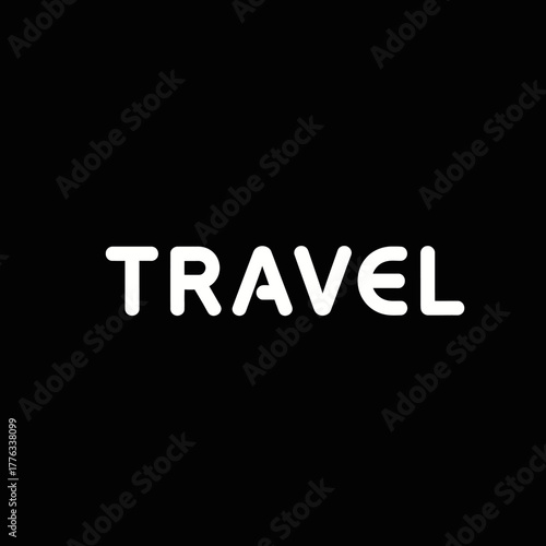 The word TRAVEL in a white, rounded, sans-serif font on a solid black background.
