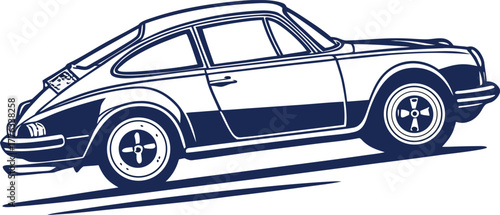 Classic vintage sports car illustration, retro vehicle design