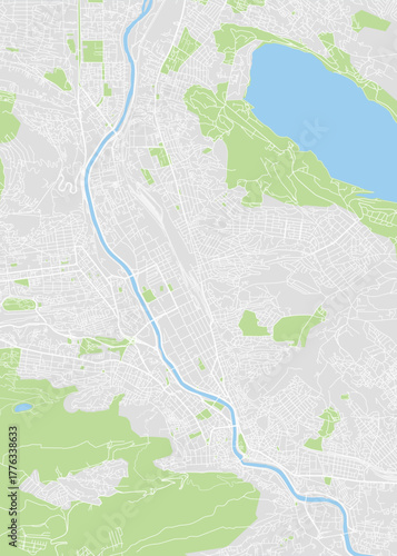 City map Tbilisi, color detailed plan, vector illustration