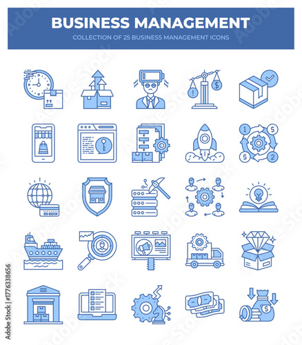 Collection of 25 Business Management Icons. Streamline Your Business Strategy