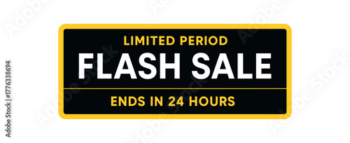 Flat vector horizontal bar design top text LIMITED PERIOD main text SALE bottom text ENDS 24 HOURS sleek black bar with edge accents