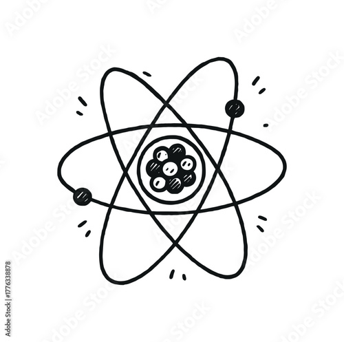 handdrawn cute doodle style nucleus vector line illustration