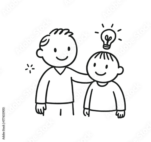 handdrawn cute doodle style mentorship partner vector line illustration