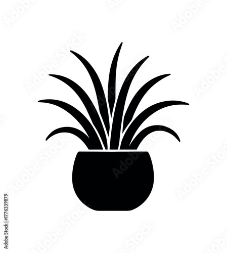 home air plant flat black solid vector illustration isolated on white background