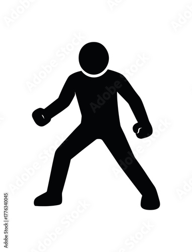 tense stance flat black solid vector illustration isolated on white background