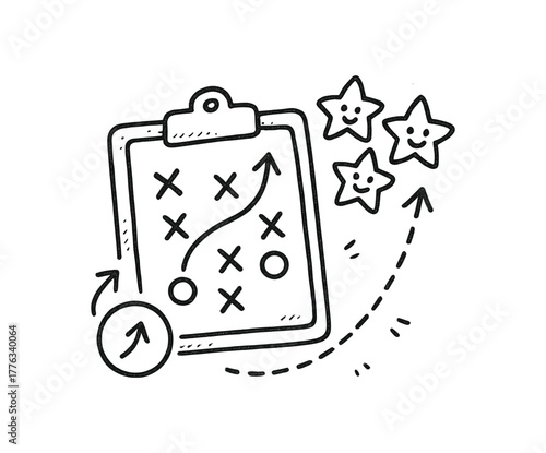 handdrawn cute doodle style strategic organizer vector line illustration