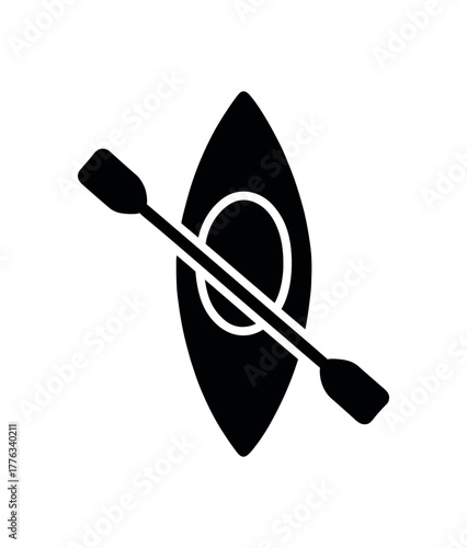 kayak stern shaper flat black solid vector illustration isolated on white background