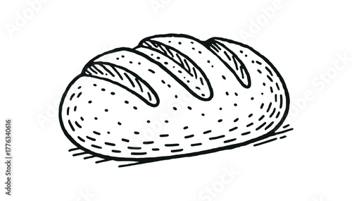 handdrawn cute doodle style artisan bread loaf vector line illustration
