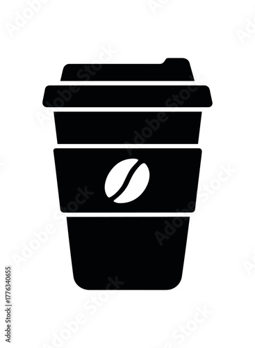 reusable coffee cup flat black solid vector illustration isolated on white background