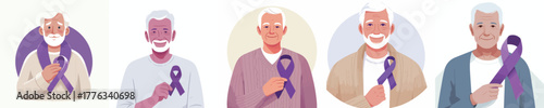 vector of a man holding a purple ribbon