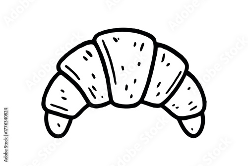 handdrawn cute doodle style bakery croissant vector line illustration