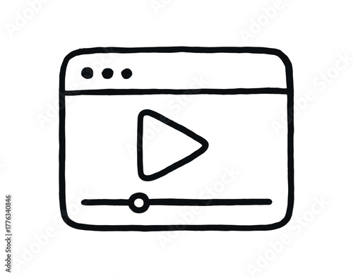 handdrawn cute doodle style video streaming icon vector line illustration