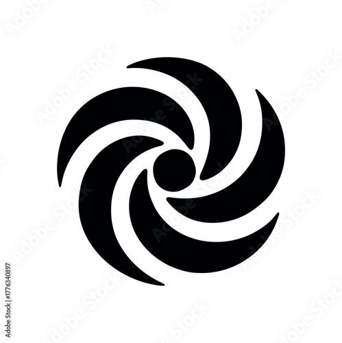 wave spin rotor flat black solid vector illustration isolated on white background